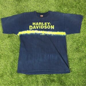 Vintage Harley Davidson Tie Dye Spellout Motorcycle Black T-shirt Sz XL 90s